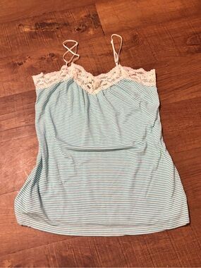 Rue21 Blue & White Striped Lace-Trim Cami